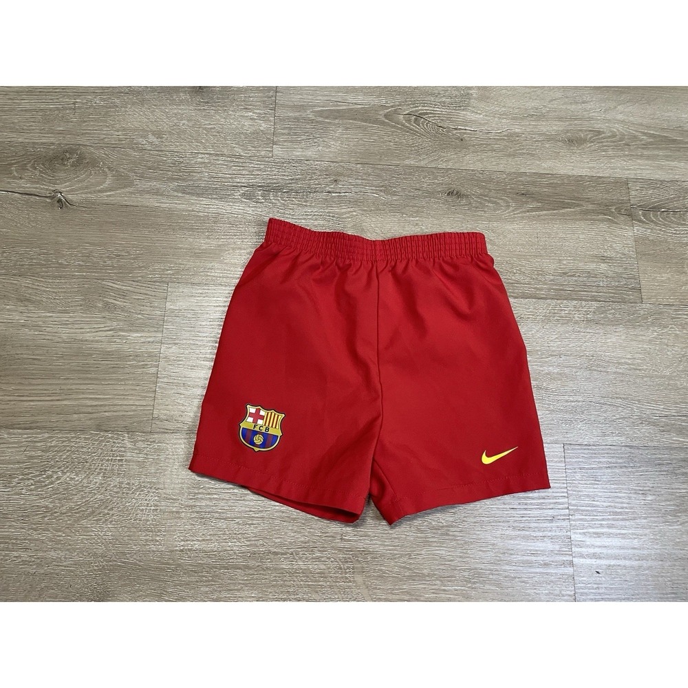 Nike FC Barcelona Sz 18-24 Months Toddler Kids Soccer Shorts Red Elastic Waist